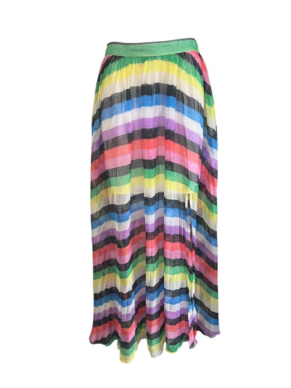 Rainbow Multicolor Pleated Maxi Skirt
